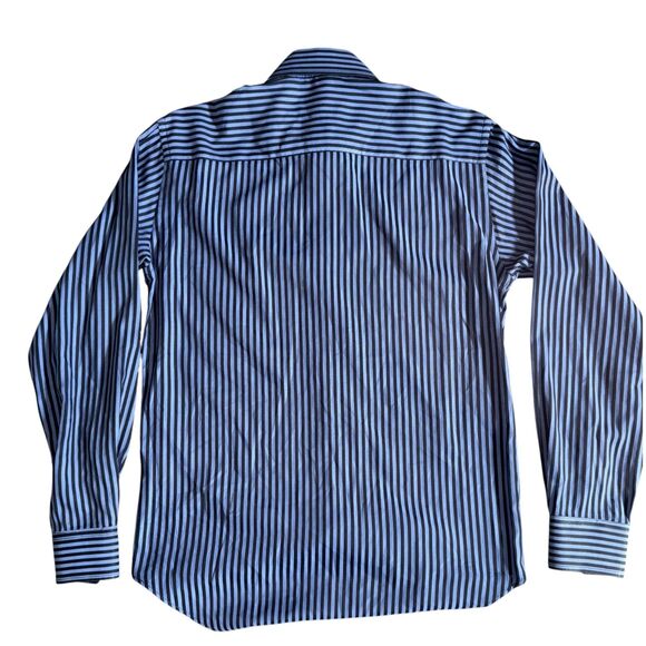 EUC Bugatchi Men's Button-Up Shirt - Blue Striped, Long Sleeve Size M, 100% Ctn - Picture 3 of 7
